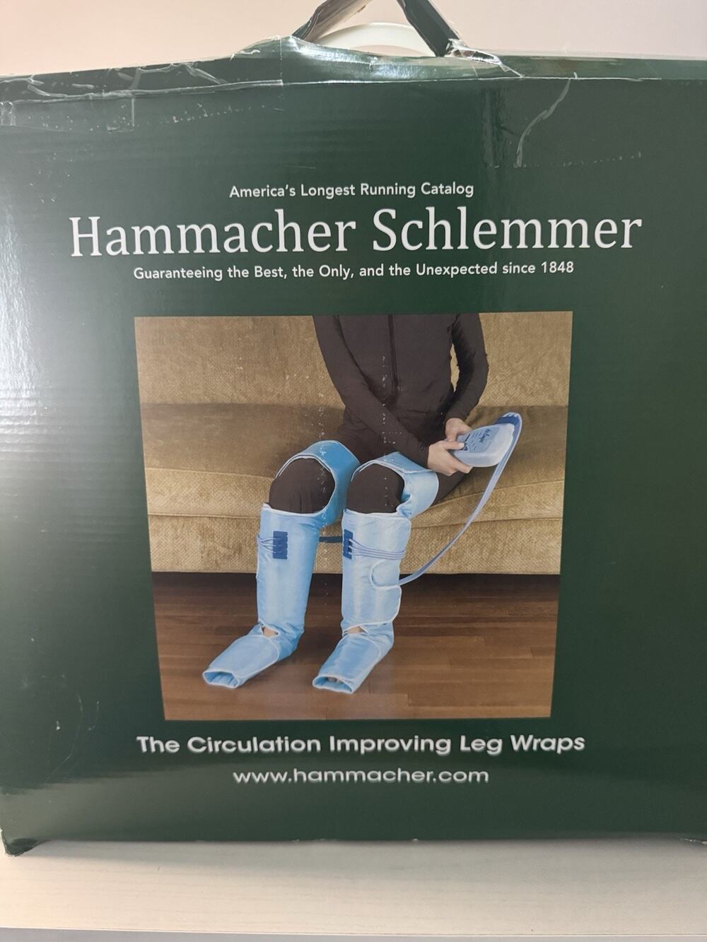 Hammacher Schlemmer Circulation Improving Leg Wraps Air Compression Tested Box